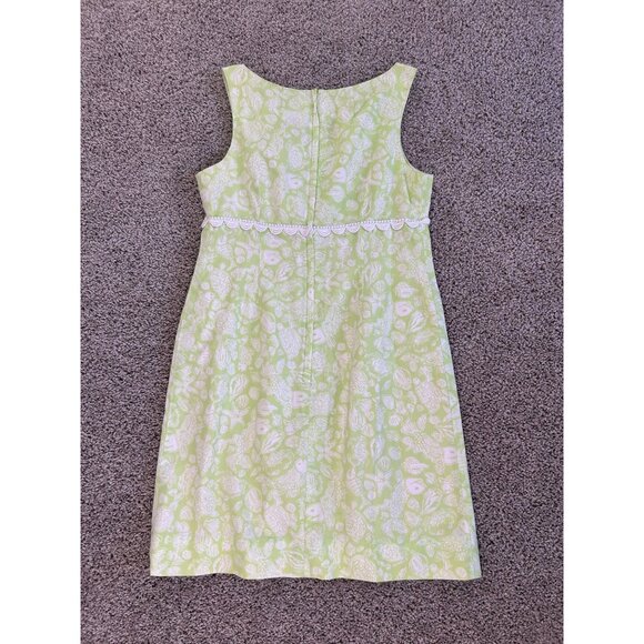 Vintage Lilly Pulitzer Womens Sz 10 Green & White Sleeveless Dress Lace Detail - Picture 4 of 8